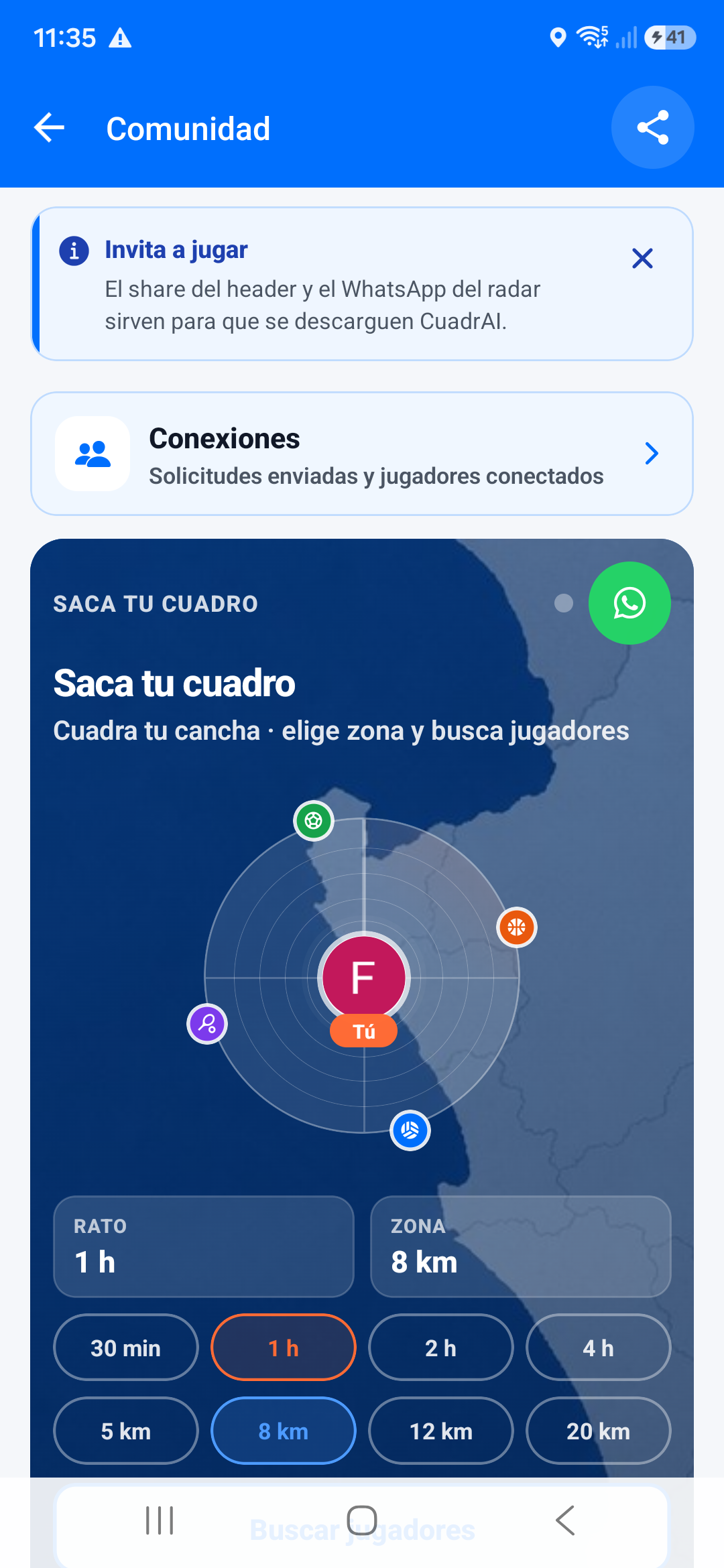 Pantalla de radar de la comunidad CuadrAI